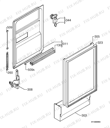 Взрыв-схема посудомоечной машины Blomberg GS4140 - Схема узла Door 003